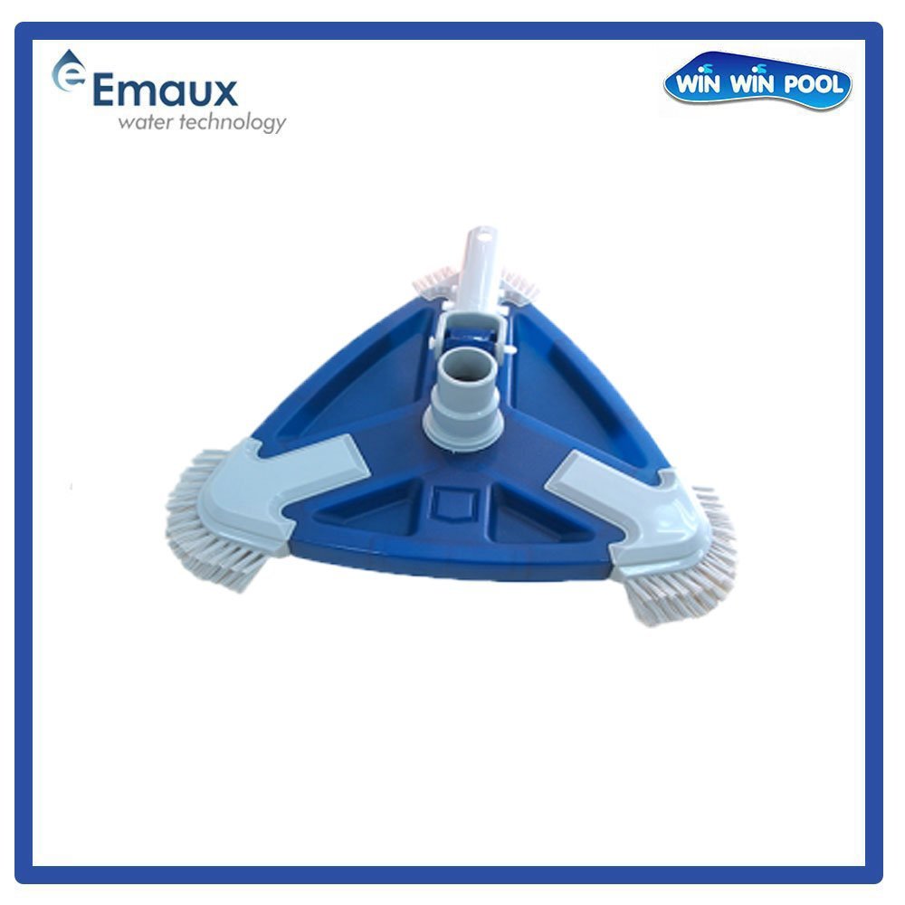 EMAUX CE321 หัวดูดตะกอนดีลักซ์สามเหลี่ยม พร้อมข้อต่อมาตรฐาน และแปรงข้าง ดูดตะกอนพร้อมขัดทำความสะอาดในขั้นตอนเดียว
