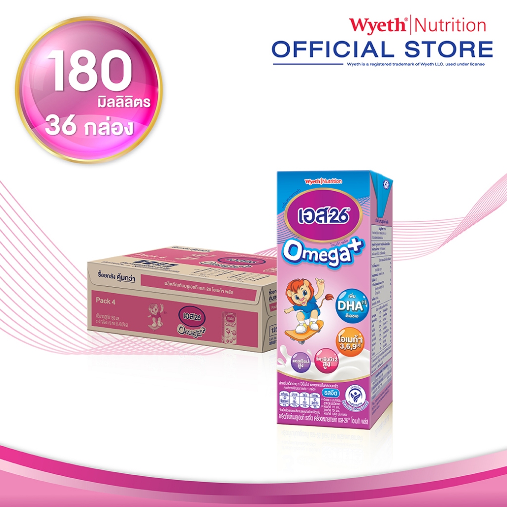 [สูตรใหม่! เพิ่มดีเอชเอ]S-26 Omega Plus UHT (Formula 3) Case New Formulation! Added DHA เอส26 นมกล่องยูเอชที โอเมก้าพลัส สูตร3 ยกลัง (รวม 36 กล่อง) สูตรใหม่! เพิ่มดีเอชเอ