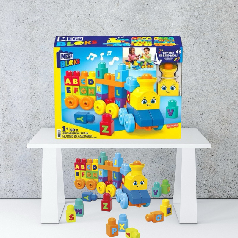 MEGA BLOKS First Builders Toddler Building Blocks Toy Set, ABC Musical Train with 50 Pieces, Music &