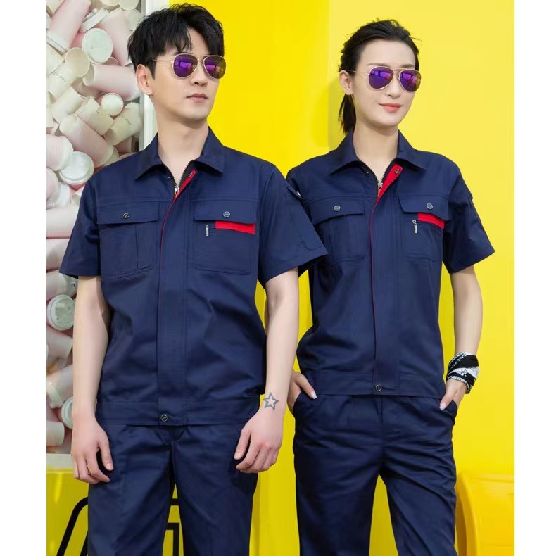 เสื้อช็อปทำงาน เสื้อชอฟช่าง ซิปแขนสั้น เสื้อช็อปช่างกล