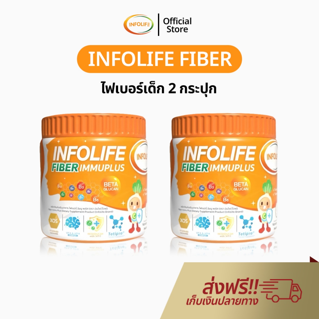 ไฟเบอร์เด็ก Infolife Fiber 2 กระปุก อาหารเสริมสำหรับเด็ก ผงผัก อินโฟไลฟ์ ไฟเบอร์ เด็ก ของแท้ 100%