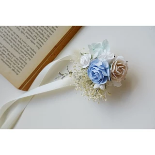 Memoryofflower•ข้อมือเพื่อนเจ้าสาว เข็มกลัด โทนฟ้า Navy ฟ้าsky