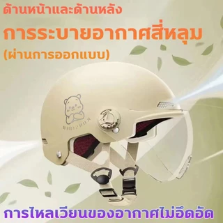 🔨ค้อนหนักไม่แตก🔨หมวกกันน็อค ป้องกันหมอก HD หมวกกันน็อคหมี แข็งแรงและทนทาน ระบายอากาศ ป้องกันรังสียูวี