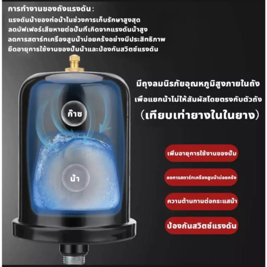 ส่งคละสี TASANI ถังเพิ่มแรงดัน ถังไนโตรเจน ถังลม เกลียว 4 หุน ปั๊มน้ำ สามารถใช้ได้กับปั๊มทุกยี่ห้อได้ อะไหล่ปั๊มน้ำ ราคา ถูกที่สุด ดีลบีเคเค แกลเลอรีภาพที่ 9