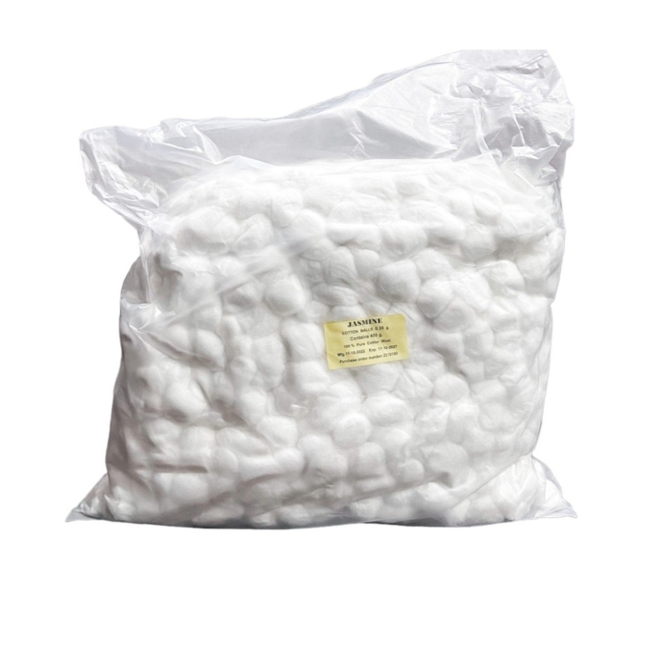 สำลีก้อนกลม ถุงใหญ่ 450 กรัม  ยี่ห้อ Jasmine  สำลีแท้จากใยฝ้ายบริสุทธิ์ 100 %