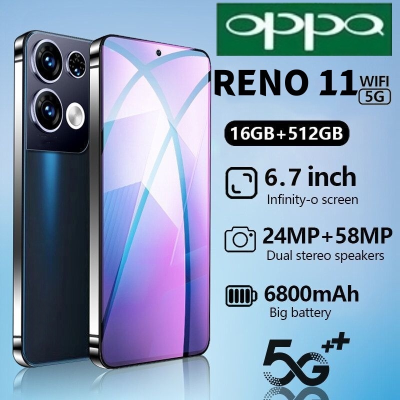 [COD]OPP0 HP Reno11 Pro 5Gสมาร์ทโฟนแบรนด์ใหม่ที่เป็นต้นฉบับ 6.7 นิ้วโทรศัพท์มือถือเต็มหน้าจอ 2024 โทรศัพท์มือถือราคาถูกA