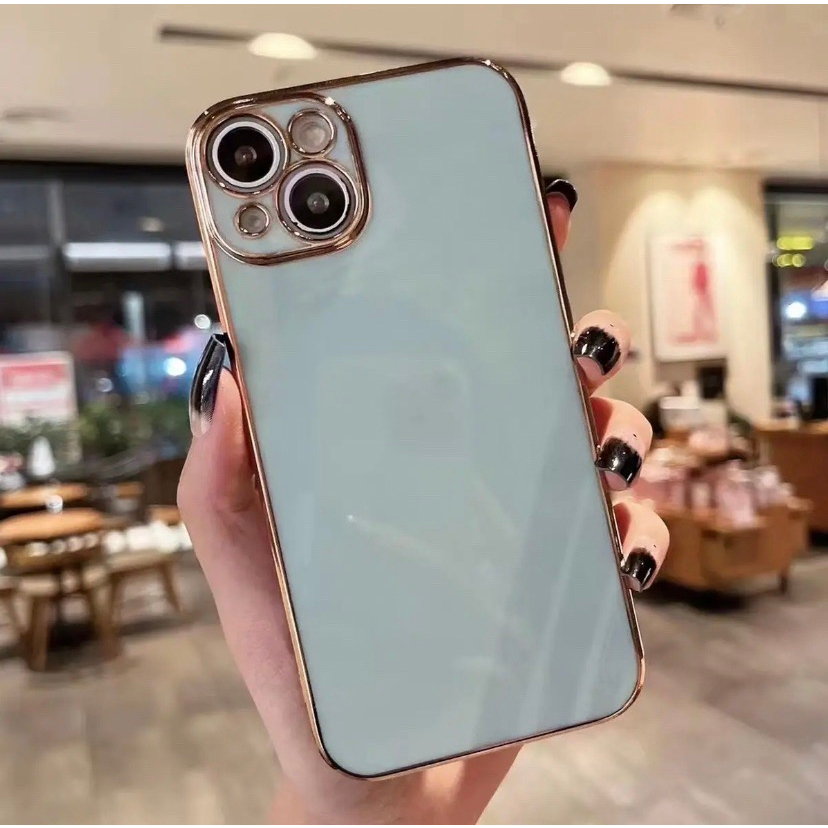 CASE TPUสีงานนิ่มกันกล้องขอบทอง IP7 IP8 IP6plus IP7plus IP11 IP11promax IP12 IP12promax IP13 IP13pro