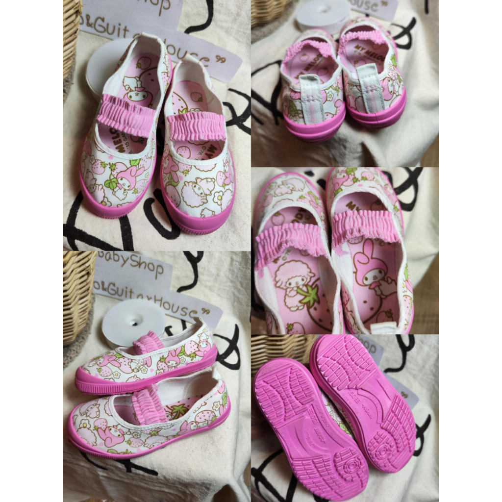 สลิปออนMy Melodyแบรนด์ Asahi วัดใน14 Cm รหัส201 ส่งต่อรองเท้าเด็กแบรนด์มือสอง
