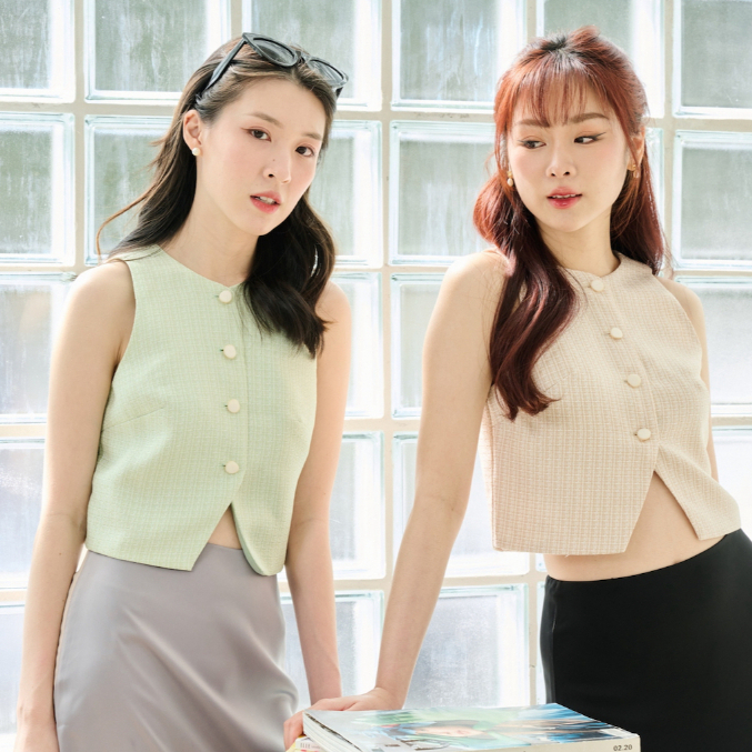 SHUUXME Rosa crop top (เสื้อครอปมีซับใน) พร้อมส่ง