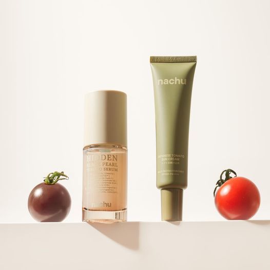 NACHU HIDDEN BLACK PEARL TOMATO SERUM - เซรั่มมะเขือเทศดำ ขนาด 30ml 1 ขวด+ NACHU JAPANESE TOMATO SUNCREAM SPF50+ PA++++