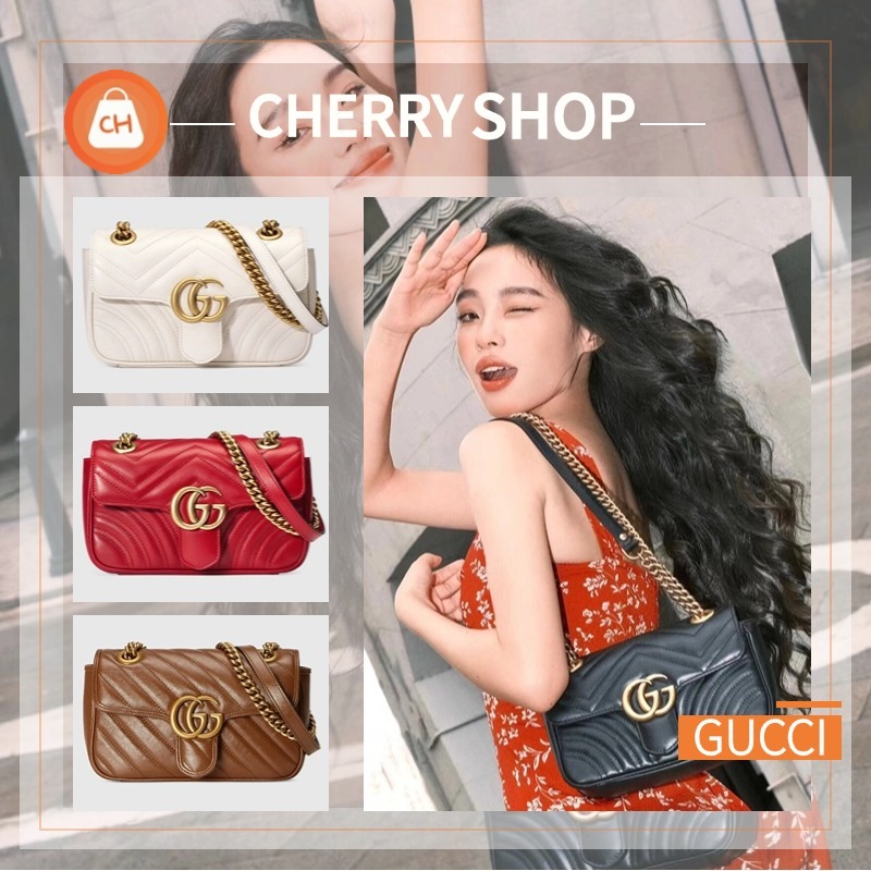 Hot กุชชี่ GUCCI GG Marmont 22 BAG กุชชี่กระเป๋า