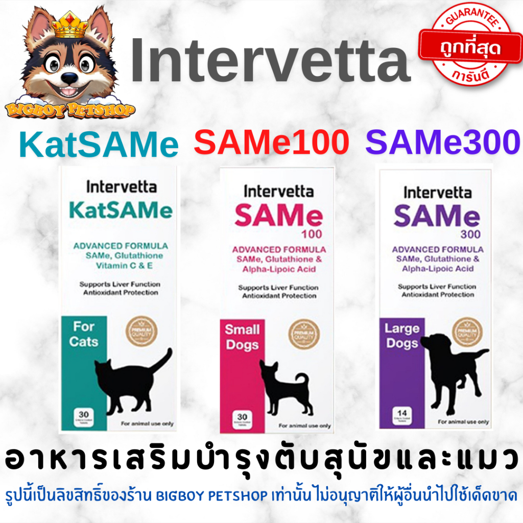 SAMe Intervetta อาหารเสริมวิตามินบำรุงตับ สัตว์เลี้ยง สุนัข แมว Liver supplement