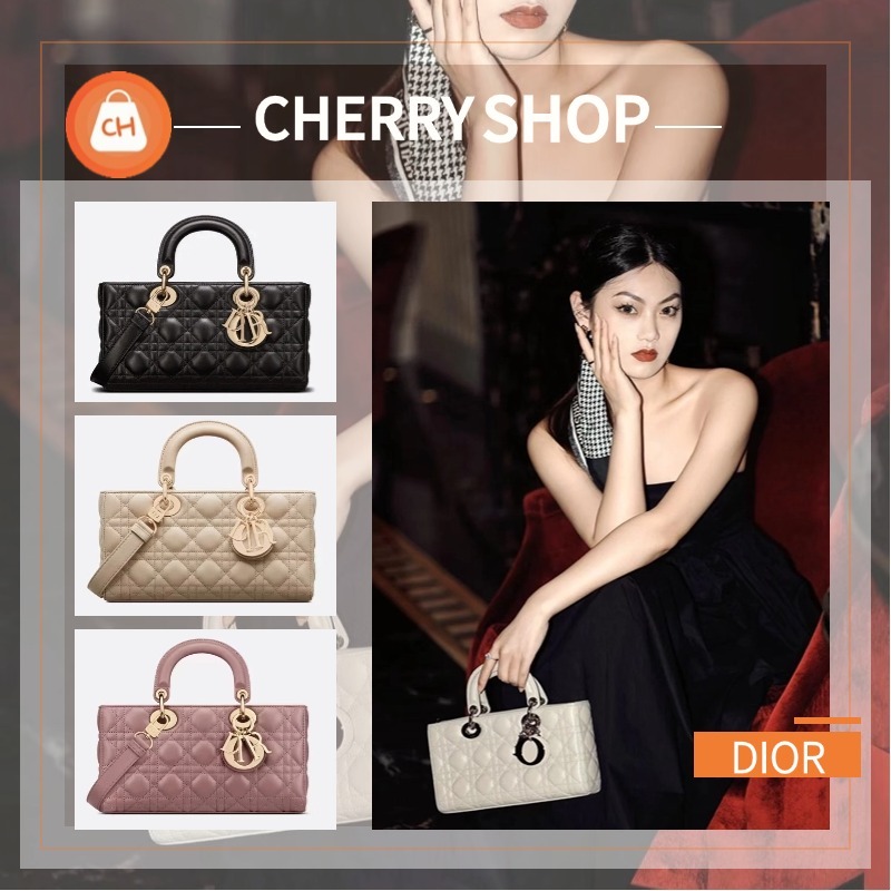 🍒DIOR MEDIUM LADY D-JOY BAG กระเป๋าถือ/สะพายสุภาพสตรี🍒กระเป๋าดิออร์