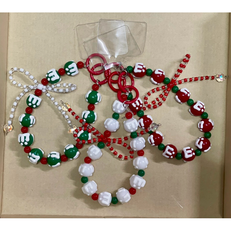 สายคล้องมือถือ Phone Strap ลูกปัด อคลิลิก Christmas