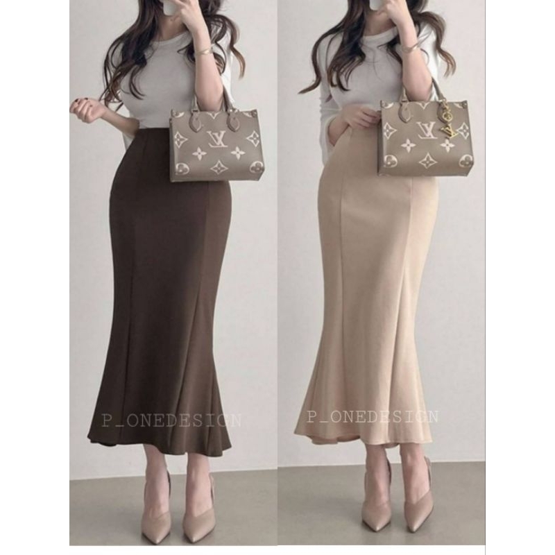 กระโปรงยาวทรงหางปลาสไตล์เกาหลี (SS-3XL)