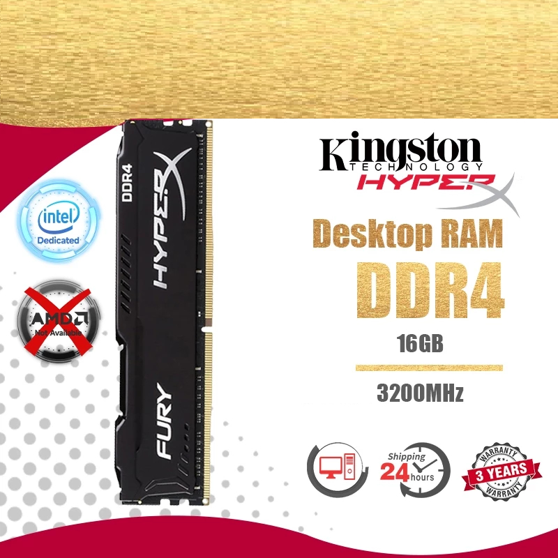 Kingston HyperX FURY แรมหน่วยความจํา DDR4 16 GB 3200 MHz 1 ตัว สำหรับ เครื่อง PCใช้ได้เฉพาะ CPU intel