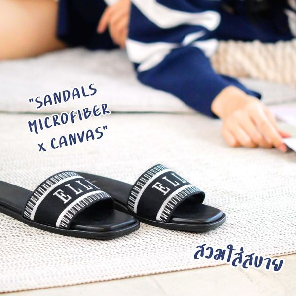 ELLE SHOES รองเท้าแบบสวมส้นเตี้ELSM004924SBL38 -SANDELS แต่ง LOGO ELLE  มี 4 สี รุ่น- ELSM004