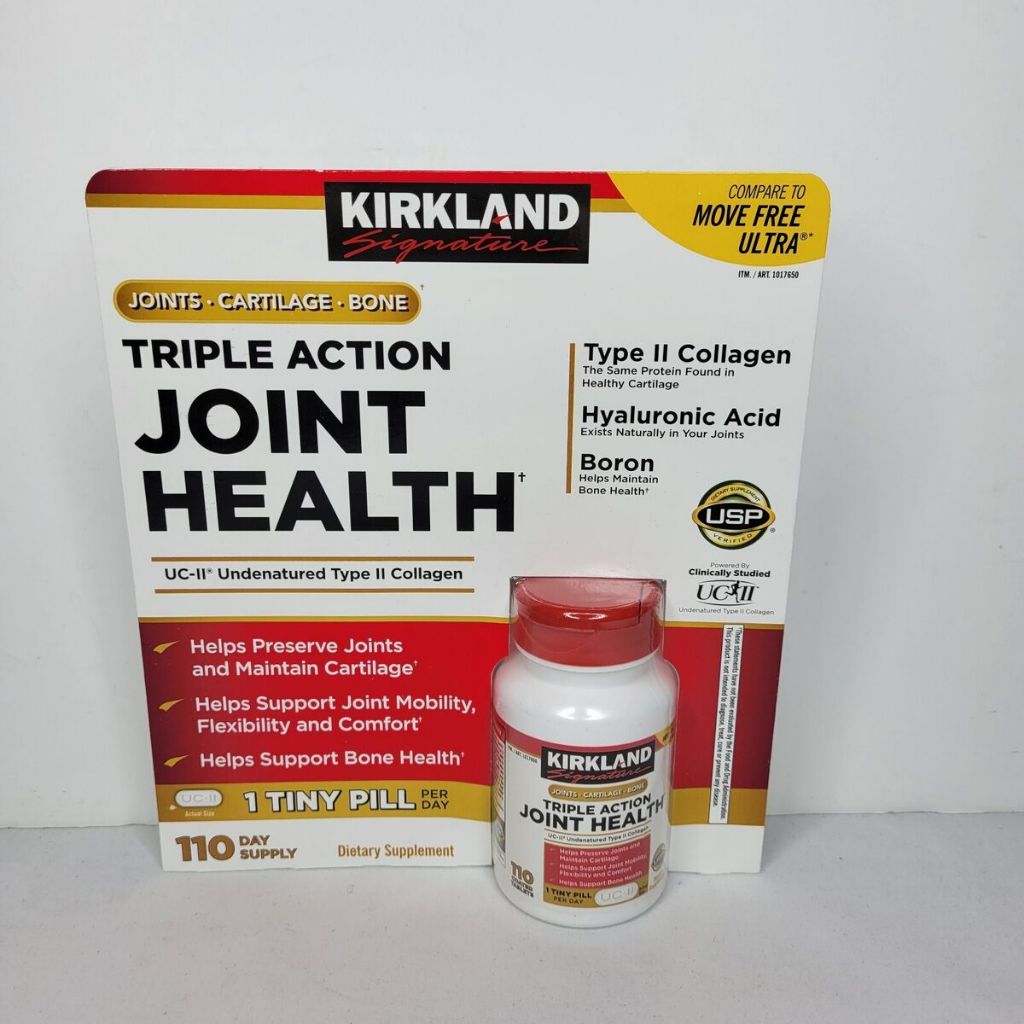 exp.05/2027 Kirkland Triple action Joint Health 110 เม็ด แก้ปวดข้อ เม็ดเล็ก ทานง่าย สูตรเดียวกับ Move free ultra