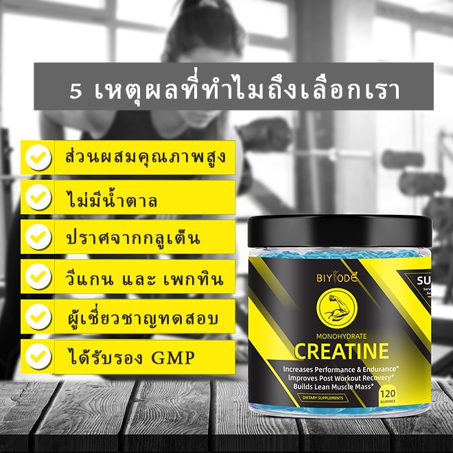 นำเข้าจาก USA! Biyode Creatine Gummies กัมมี่เสริมกล้ามเนื้อ กัมมี่โปรตีน