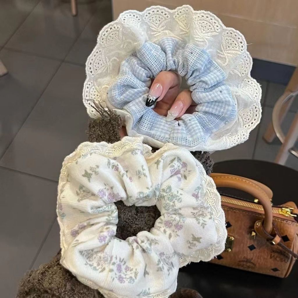 🌺ใหม่ ยางรัดผมหางม้า ขนาดใหญ่ สีสันสดใส สําหรับเด็กผู้หญิง แต่งลูกไม้ สีขาว - รูปที่ 5