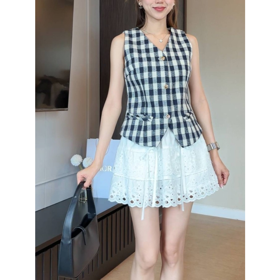BD24-231 เสื้อแขนกุดทรง Vest ผ้าทอทวิต 𝗕𝗮𝘃𝗲 𝘁𝗼𝗽