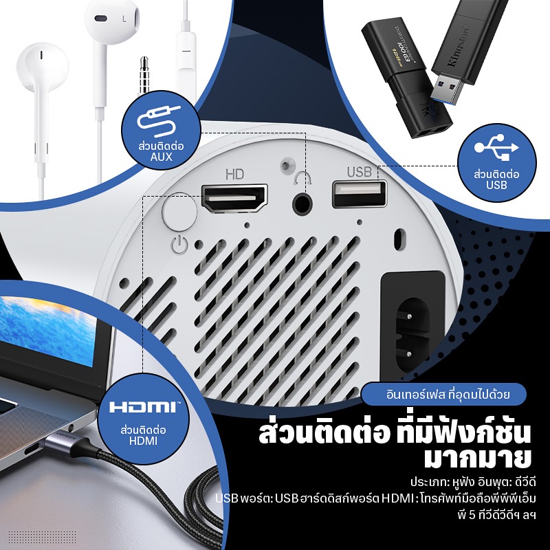COD HY300 มินิโปรเจคเตอร์ 4K Android 12.0 โฮมเธียเตอร์ 1080P 5G WIFI บลูทูธ รองรับการมิเรอร์หน้าจอ เชื่อมต่อกับมือถือ