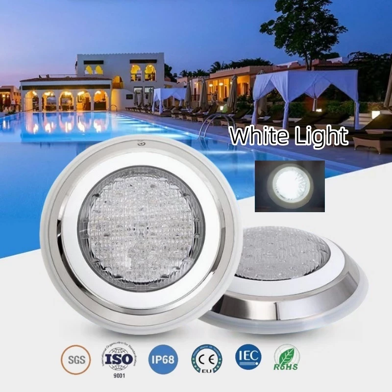 ไฟสระว่ายน้ำสแตนเลส ไฟ LED สระว่ายน้ำ AC12V IP68 โคมไฟใต้น้ำติดผนังกันน้ำ white light