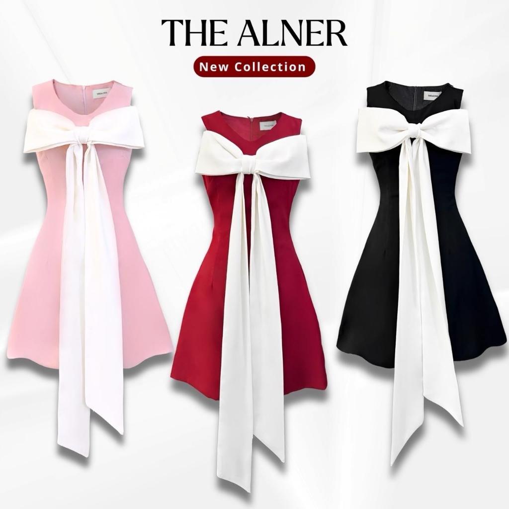 AN668 เดรสแขนกุดแต่งโบว์หน้า The Alner Women Clothing เสื้อผ้า ผู้หญิง Dress