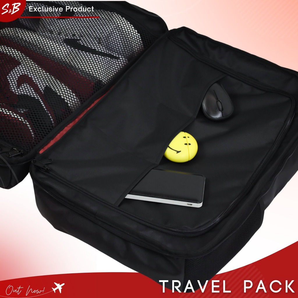 กระเป๋าเป้สะพายหลังสำหรับท่องเที่ยว ใช้ได้หลากหลาย - S&B Travel Pack 'Black'