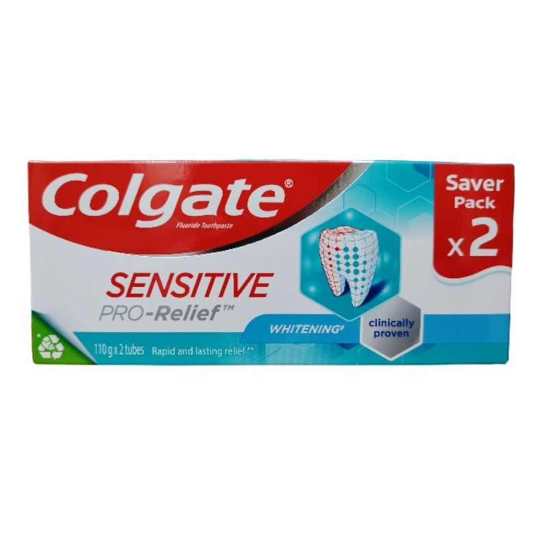 2 หลอด ยาสีฟัน Colgate คอลเกต เซนซิทีฟ โปรรีลีฟไวท์เทนนิ่ง ลดการเสียวฟัน ช่วยทำให้ฟันขาว 110 กรัม X 2