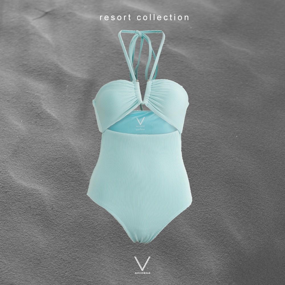 RESORT COLLECTION 2025 MINT SWIMMING SUIT ชุดว่ายน้ำผูกคอ ผ้าหนา มีฟองน้ำในตัว กัน UV UPF 50+