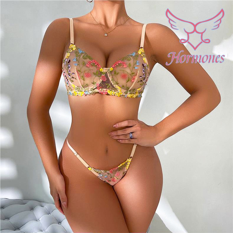 Hormones 💞💞 ชุดชั้นในเซ็กซี่ ชุดชั้นใน ซีทรู เย็บปักถักร้อย มี โครง ใส่สบาย พร้อมส่งจากไทย