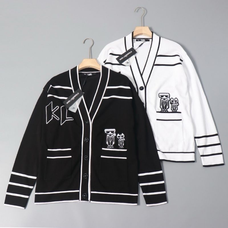 K.AR L LAG ER FELD Cardigan ผ้าไหมพรมยาว 2 สี ขาว/ดำ ทักแชทสอบถามสีก่อนนะคะ