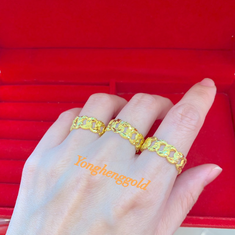 แหวนทองครึ่งสลึง Yonghenggold แหวนเลสล้อมโปร่ง ทองคำแท้96.5%