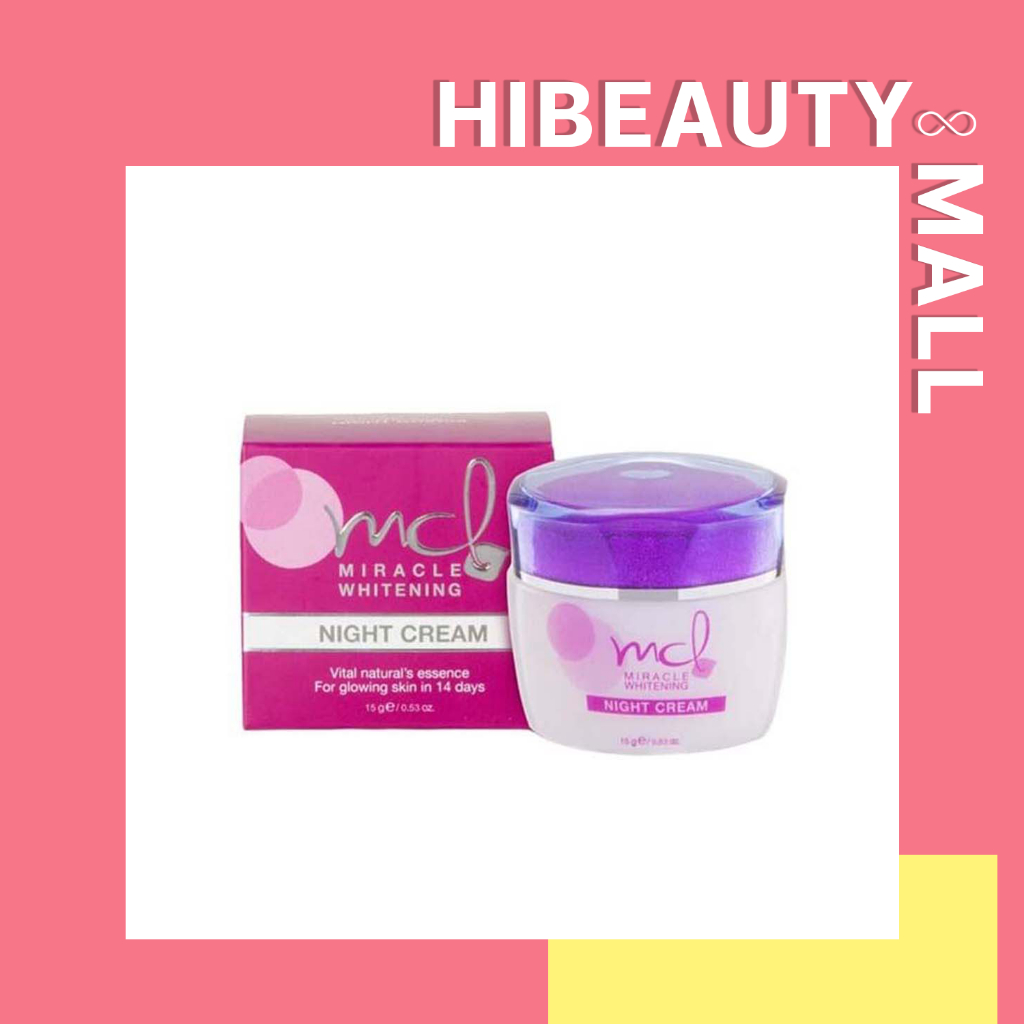 MCL Cream (ของแท้ 100%) ครีมเอ็มซีแอล มิราเคิล ไวท์เทนนิ่ง ไนท์ครีม 15 กรัม ครีมขมิ้นโสม