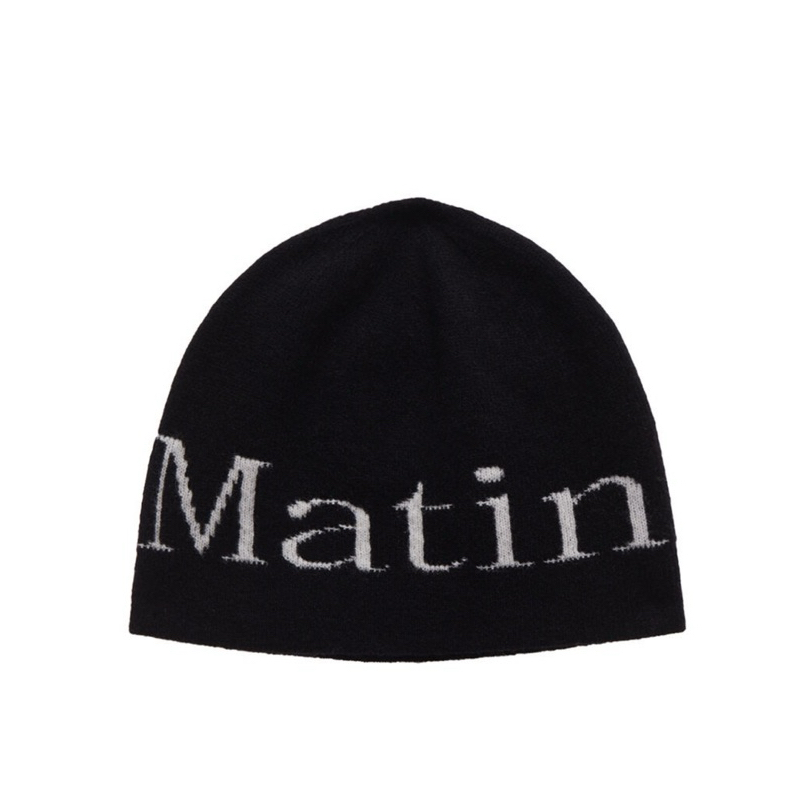 🆕หมวกMatin Kim LOGO JACQUARD SHORT BEANIE in Black
