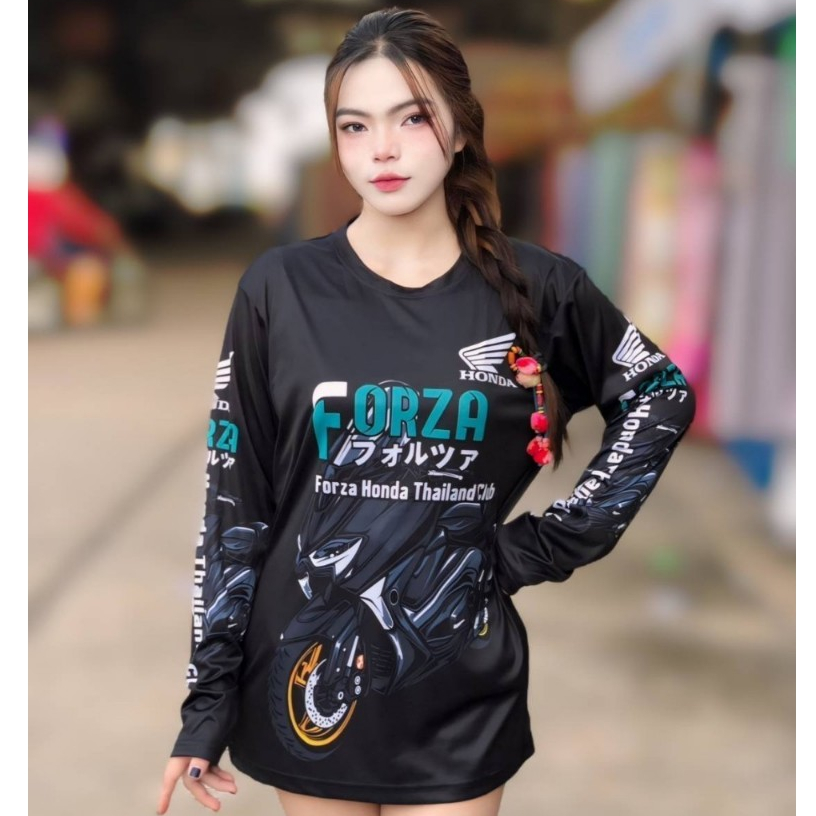 FORZA HONDA เสื้อแขนยาว พิมพ์ลาย ลายชัดใส่ได้ทั้งชายและหญิงมีไซส์ใหญ่