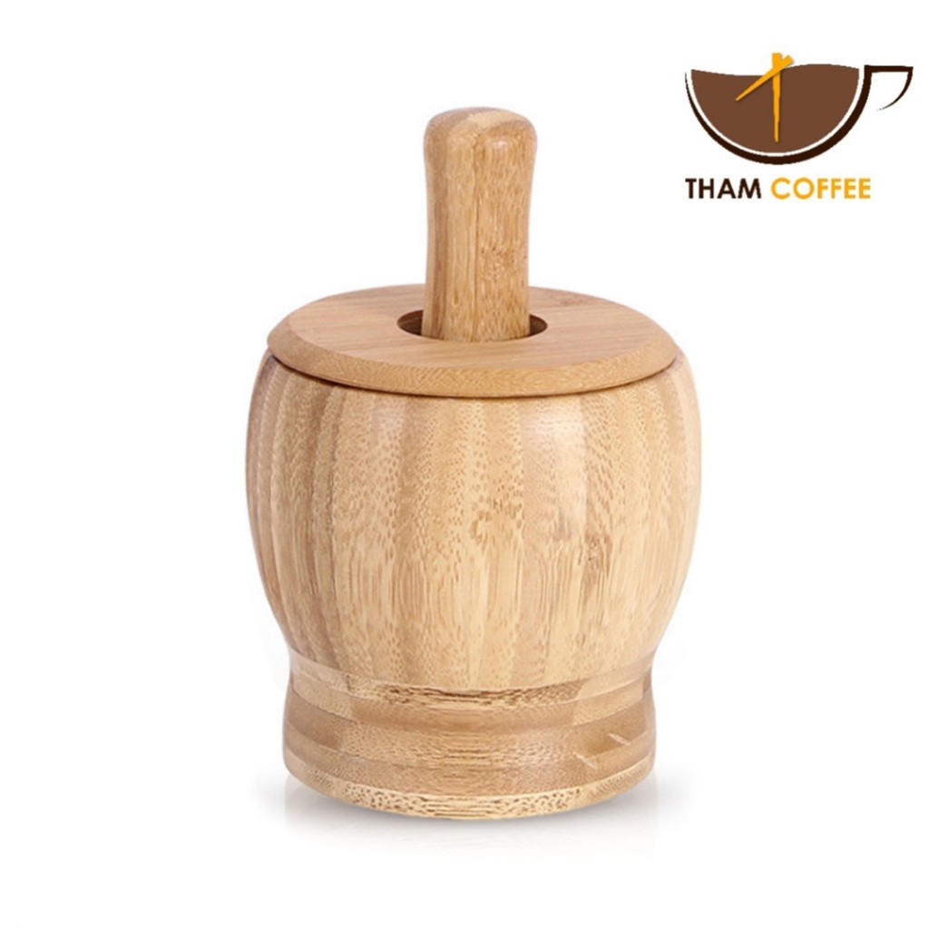 ครกไม้ ครกไม้ขนาดพกพา Wooden mortar พร้อมสาก น้ำหนักเบา 4 นิ้ว 4.5 นิ้ว ทำความสะอาดง่าย Tham coffee