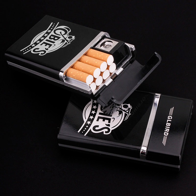 กล่องใส่บุหรี พร้อม ไฟแช็คไฟฟ้า 2 IN 1 แบบชาร์จไฟUSB บรรจุบุหรีได้ถึง8ม้วน