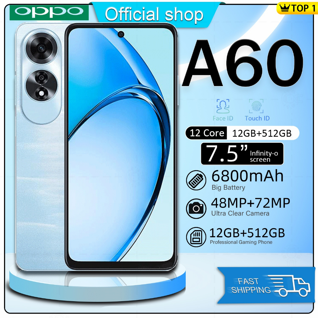 สมาร์ทโฟน 0PP0 A60 กล้อง HD Android13 มือถือนักศึกษาประสิทธิภาพสูง รองรับ 2 ซิมการ์ด โปรใหม่ราคาถูก (COD)