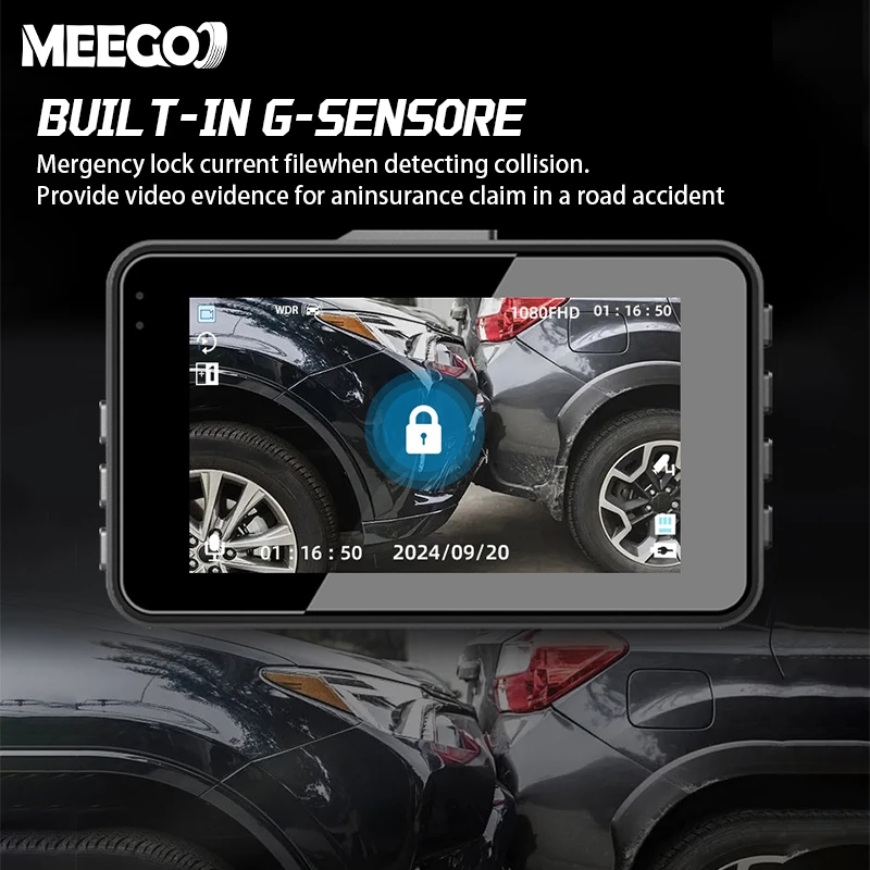 MeeGoo กล้องติดรถยนต์ 3 นิ้ว 4K 1080P dash cam มุมกว้าง170° การ์ดTF บันทึกซ้ำ โหมดกลางคืน ถ้วยดูด thumbnail 5