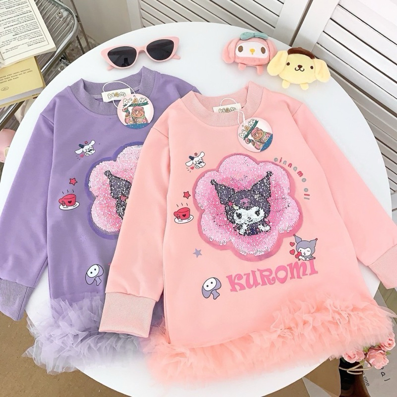 พร้อมส่ง เดรสระบายปลายกระโปรงฟรุ้งฟริ้ง