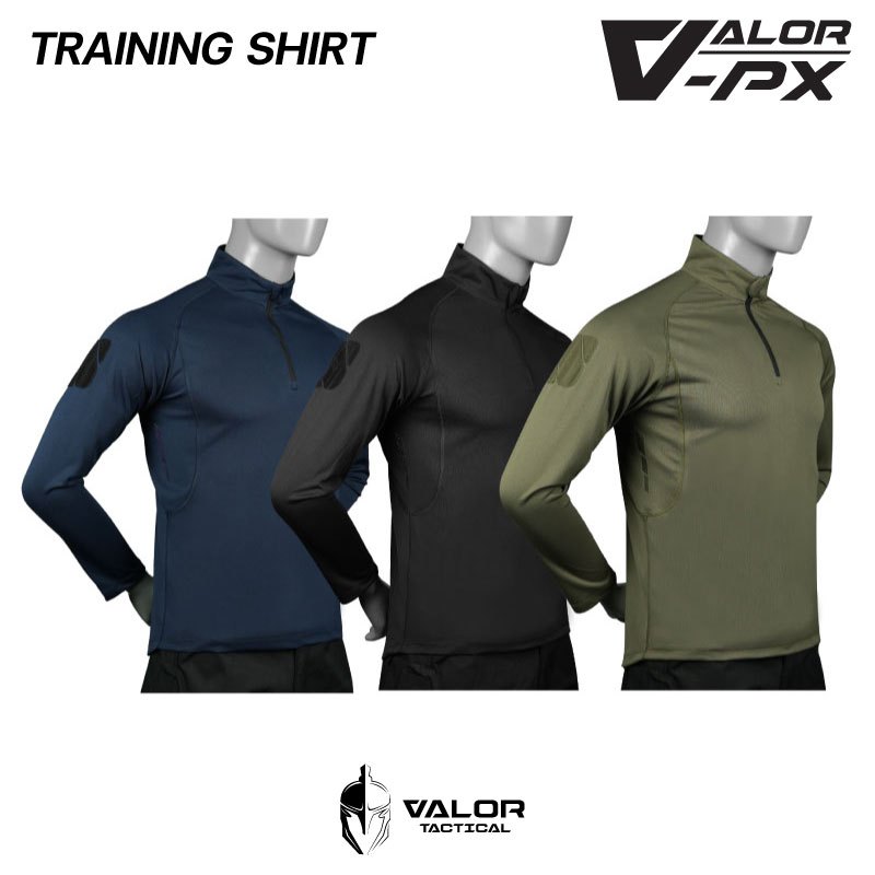 Valor PX - Training Shirt เสื้อแขนยาว เสื้อยืด polyester 100% เสื้อทหาร ตำรวจ ยับยาก แห้งไว ระบายอากาศได้ดี