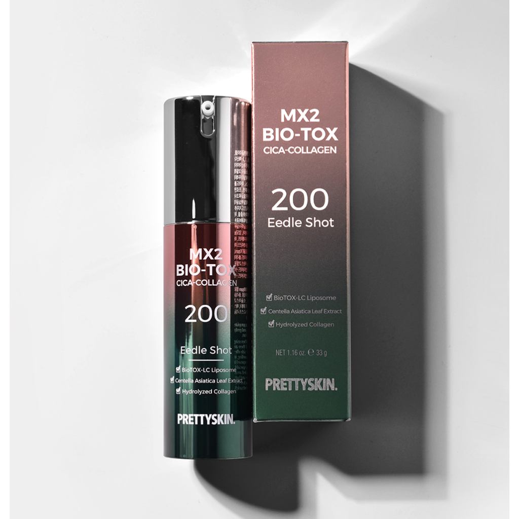 Prettyskin MX2 Bio-tox Cica Collagen Eedle Shot 200 ปริมาณ 33g ช็อตฟองน้ำเปิดผิว และสารเลียนแบบโบท็อ