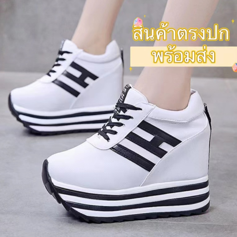 shopfashin A506 มาใหม่ รองเท้า​ผ้าใบผู้หญิง ​แฟชั่น ผ้านิ่ม งานเบา ใส่สบาย เสริม​ส้น​ถึง​8เซน มี3สี พร้อมส่ง​น๊าค่ะ​🤗