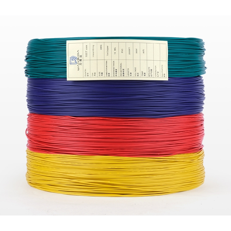 สาย AWG สายไฟเดี่ยวเส้นฝอย Hook-up UL1007 26AWG 24AWG 22AWG 20AWG 18AWG 80°C 300V ราคา/เมตร