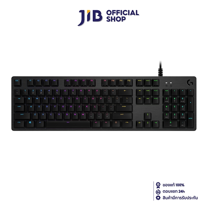โลจิเทค G512 Lightsync RGB คีย์บอร์ดเล่นเกมกลไกแบบมีสาย ขนาดเต็ม พร้อม GX Blue Switches สีดำ