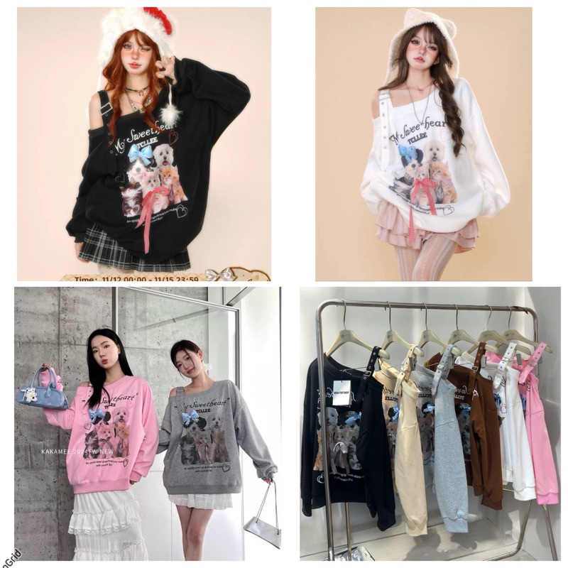 เสื้อแฟชั่น ป้าย KKUUTIST งานดีไซน์น่ารักๆ ผ้ายืดเนื้อดี ผ้าสกรีนลาย และติดอะไหล่โบว์