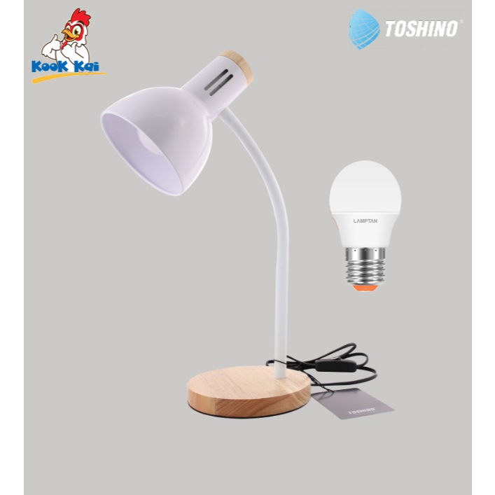 TOSHINO รุ่น DL-03 สีขาว โคมไฟตั้งโต๊ะ โคมไฟสไตล์โมเดิร์น เสียบไฟบ้าน สายยาว 1.2เมตร ก้านปรับองศาได้ ขั้ว E27