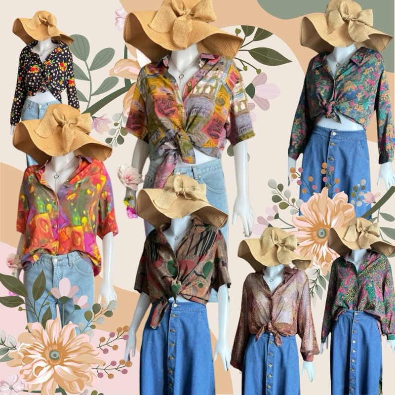 🌺📠 เสื้อลายเสื้อวินเทจมือสอง เสื้อเชิร์ต เสื้อลายวินเทจ เสื้อมือสอง เสื้อเชิร์ตลายวินเทจ เสื้อผ้าสวยใส่สบาย